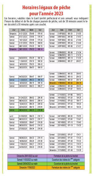 Horaires 2023