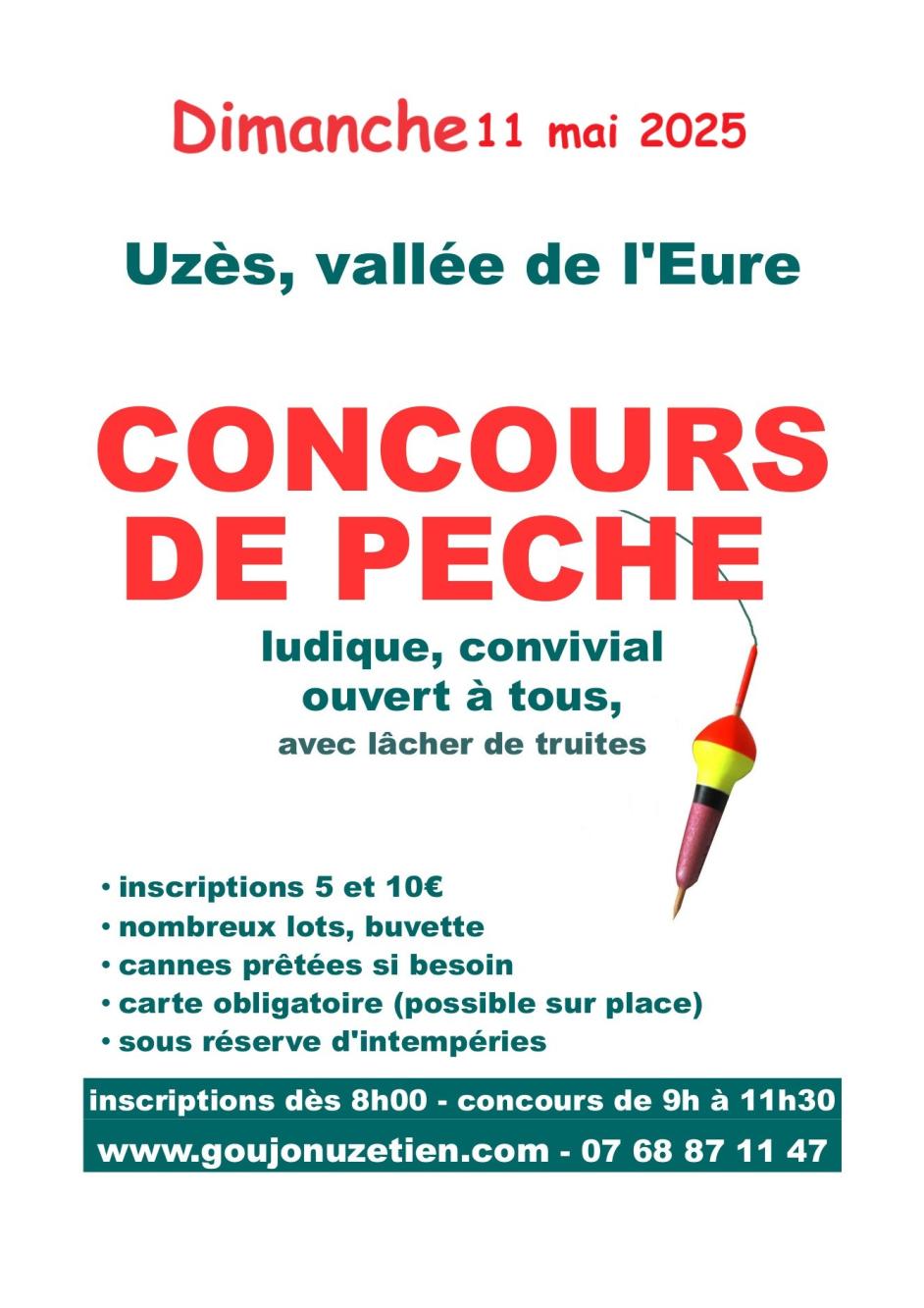 Affiche concours de peche 11 mai 2025